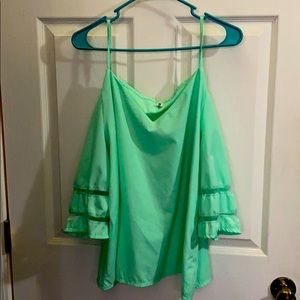 Cold shoulder sheer sleeve blouse